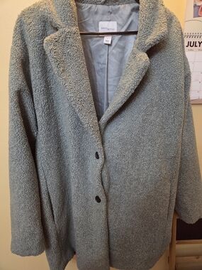 Daily Ritual Plush Teddy Jacket in Sage